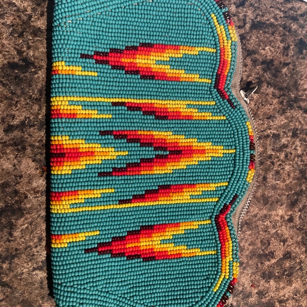 Vintage handmade peyote stitch hand bag/wallet